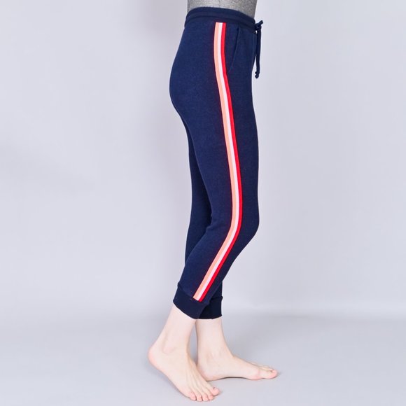 SUNDRY Track Stripes Heather Blue Jogger Pants - Picture 3 of 6